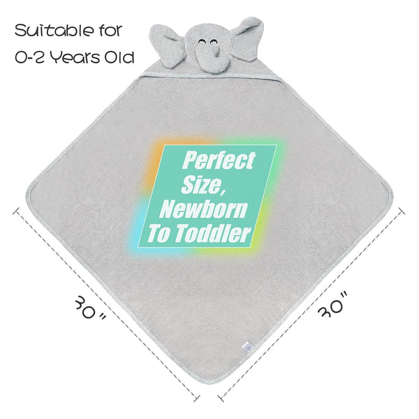 Baby Bath Towel - Soft Cotton Elephant Hooded Towel for Baby Boys Girls, Perfect Baby Registry Gifts for Newborn Babies,Infant,Toddlers, 30X30 Inches