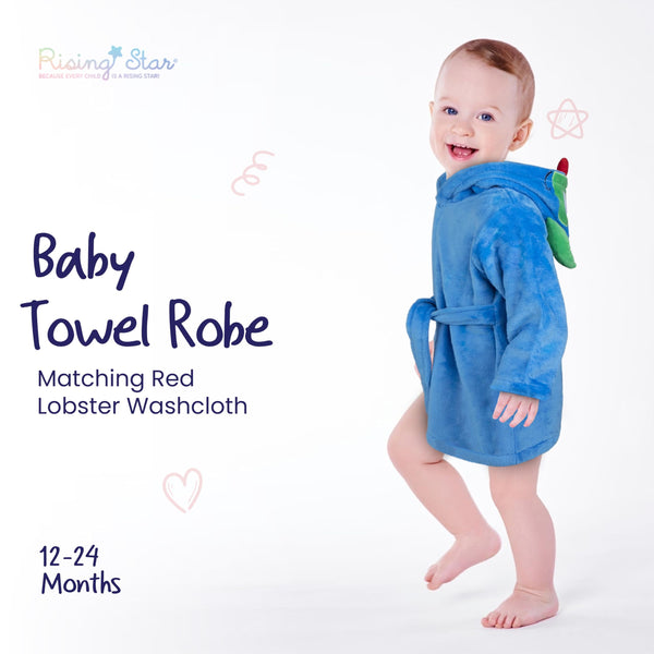 Baby Boy Robe - Soft Plush Bath Towel Robe Spa Set - Baby Bathrobe Towel & Baby Washcloth for Boys - Baby Robe Set 12 - 24 Months (Monster)