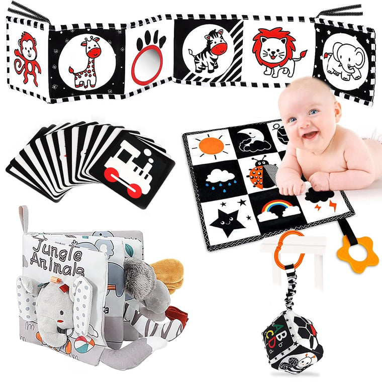 5 Pcs Black and White High Contrast Baby Toys 0-3 Months