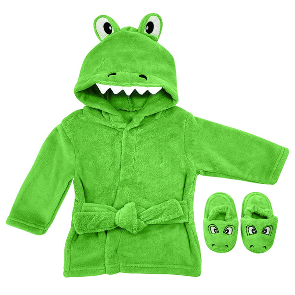 Baby Boy Robe - Soft Plush Bath Towel Robe Spa Set - Baby Bathrobe Towel & Baby Washcloth for Boys - Baby Robe Set 12 - 24 Months (Monster)