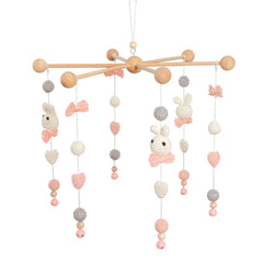 Baby Wooden Elephant Bed Rattles Rattle Bed Bell Mobile Activity Play Gym Baby Toys for 0-12 Months Cart Accessories Crochet