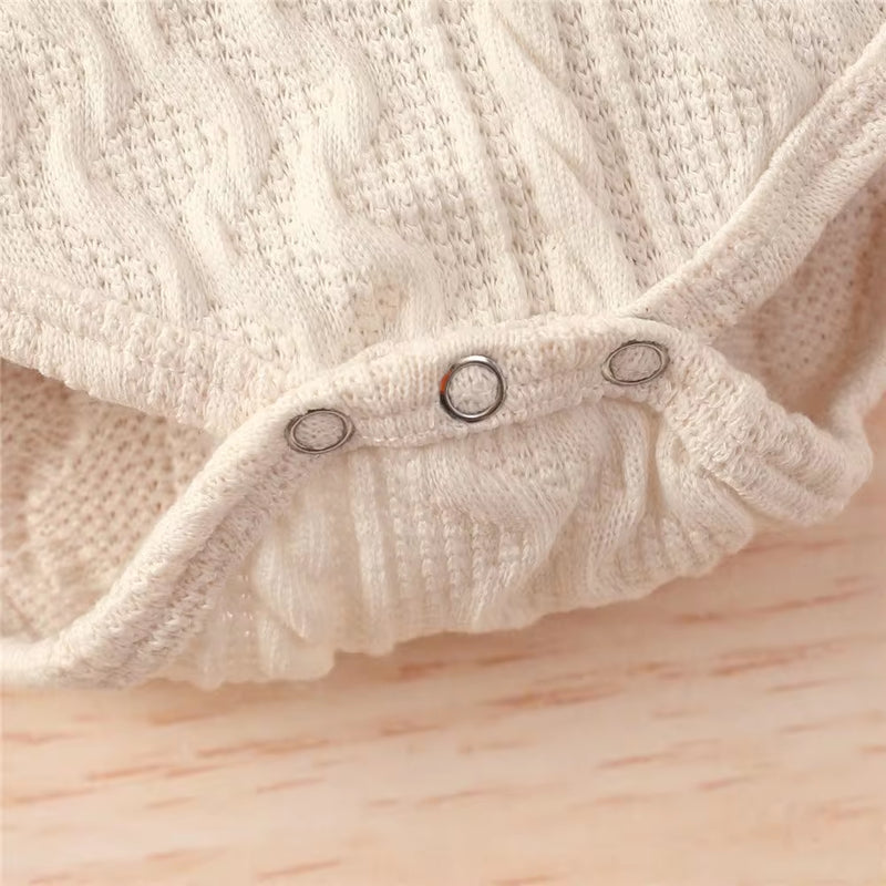 Solid Color Newborn Baby Knitted Warm 2Pcs Suit Toddler Girl Boy Long Sleeve Romper Tops Pants Fall Winter Homewear 2021