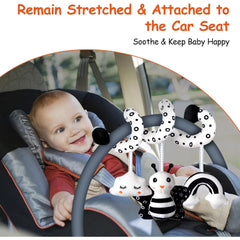 Baby Car Seat Toys, Infant Activity Spiral Toys Hanging Stroller Toys for Baby with Musical, Plush Activity Toys Toys for Newborn Baby 0 3 6 12 Months