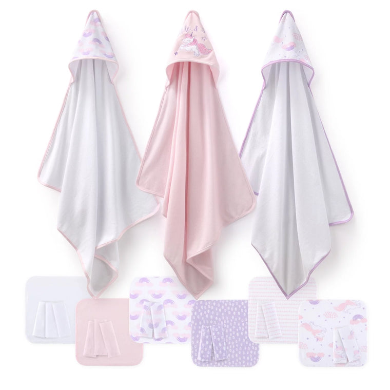 Baby Girl Hooded Towels and Washcloths