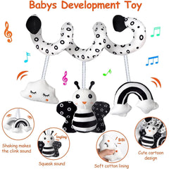 Baby Car Seat Toys, Infant Activity Spiral Toys Hanging Stroller Toys for Baby with Musical, Plush Activity Toys Toys for Newborn Baby 0 3 6 12 Months